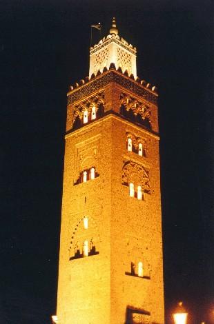 Marrakech Maroc mosquée nuit